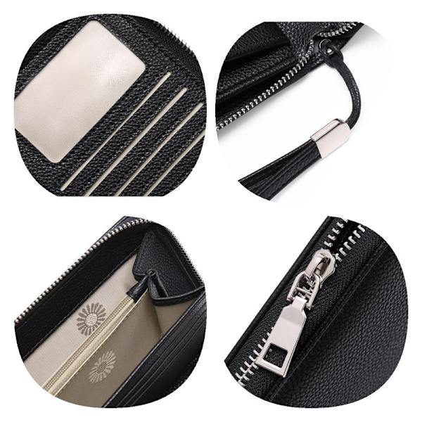 Damepung RFID Blokerende Læder Lynlås Pung Stor Kapacitet Lang Pengepung Kreditkort Clutch Wristlet - Gul