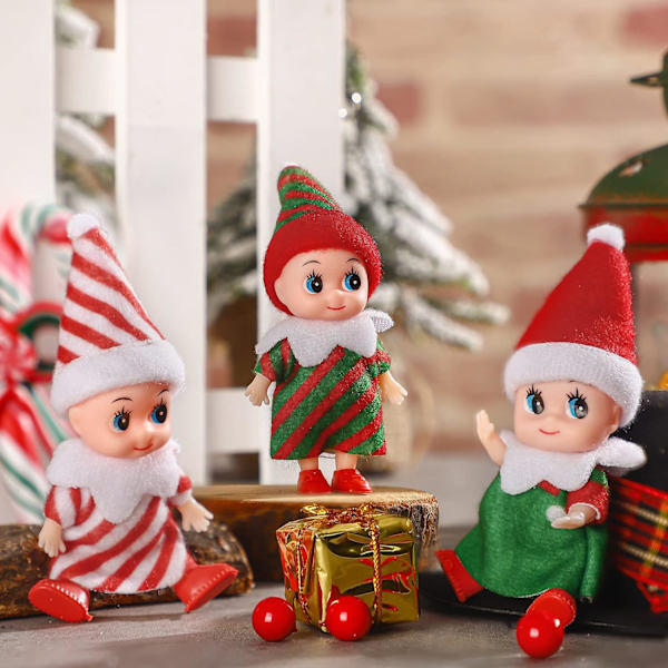 3 kappaletta pieniä joulupukki nuken kaksoset miniatyyri haltiat punainen ja G