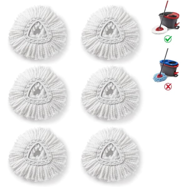 Pack of 6 Easy Cleaning Microfiber Spin Mop Replacement Head Ref