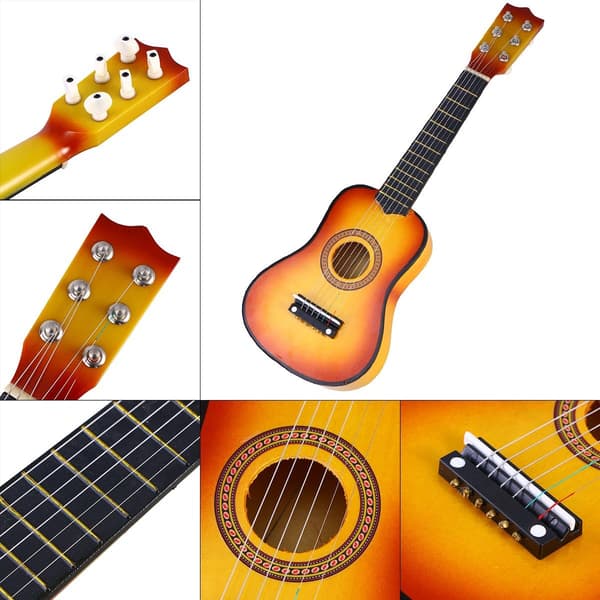 Barnens Akustiska Gitarr 21 Tum Gitarr Liten Akustisk Gitarr för Nybörjare 6-Strängad Trägitarr Ukulele för Nybörjare - Träfärg