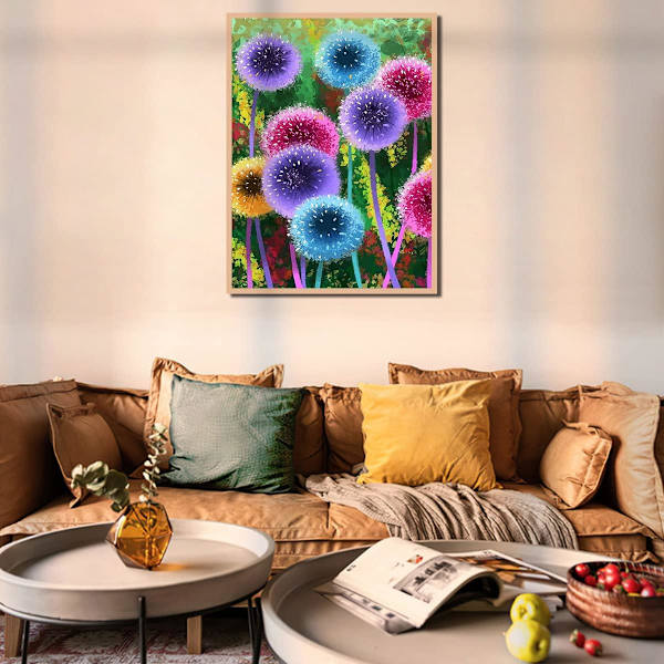 5D Digital Diamond Painting, Voksen Diamond Art Suit Farve Dandel