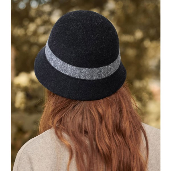 Kvinnors Cloche Hat Bowler Hat 100 % Ull Elegant Bucket Derby Hat