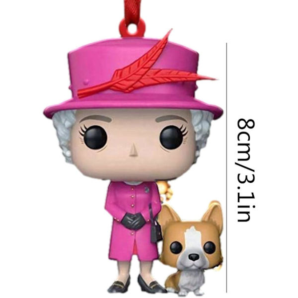 4PCS Elizabeth II Queens og Corgi Akryl Suvenirer, Søte Tegneseriefigurer