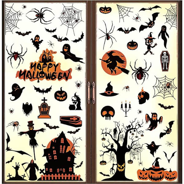 Halloween-vindusklistremerker, 8 ark 98 stykker vindusklistremermer Spid