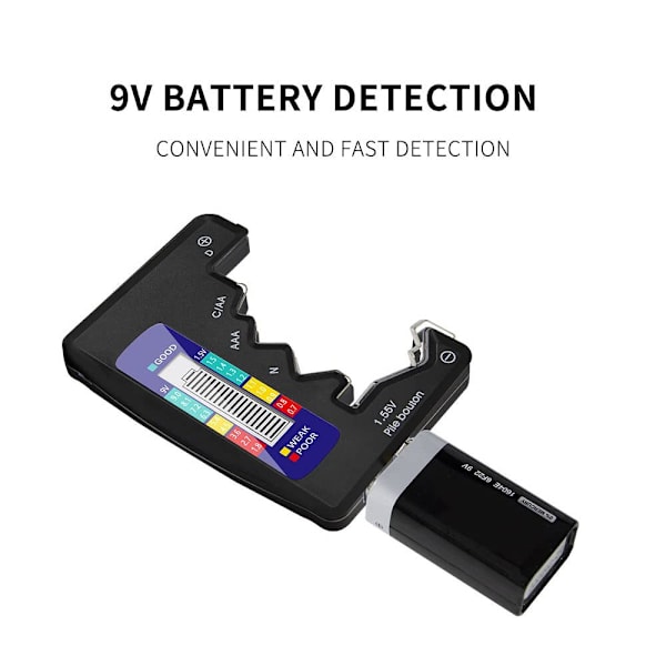 2 stk. Digitalt batteritester LCD-display C D N AA AAA 9V 1,5V Bat