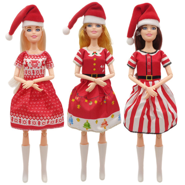 Santa Hat Set 11 tum Klä upp Mode Barbie Docka Prinsessa Klänning