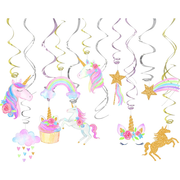 Unicorn hengende virveldekorasjoner - Unicorn festdekorasjoner -