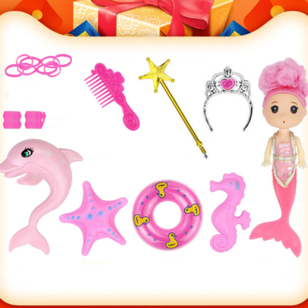 Lila sjöjungfru med vingar, prinsessdocka, barn, flickor, leksaker, aqu