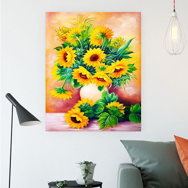 Solros blomma handgjord dekorativ väggmålning DIY diamant P