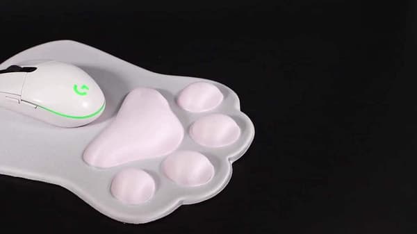 Søt katteklo-musematte med gel håndleddsstøtte - Ergono