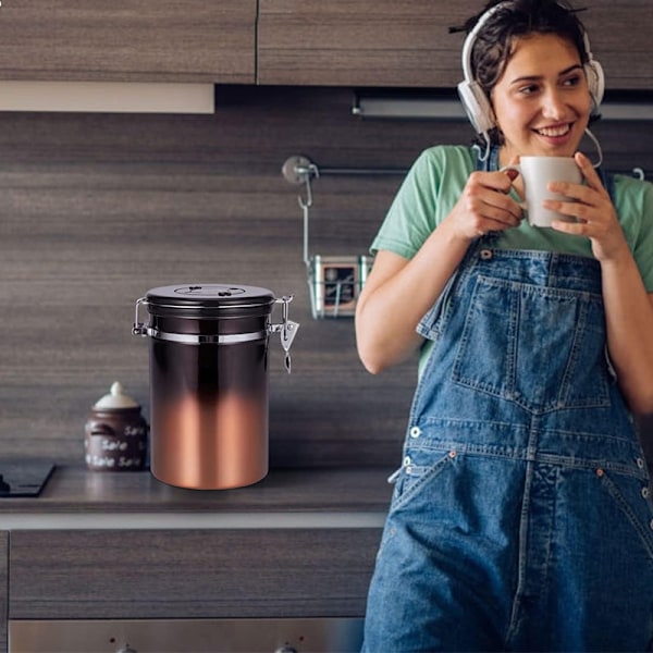 Rustfrit Stål Kaffebeholder med Dato til Opbevaring af Mad 1,8L