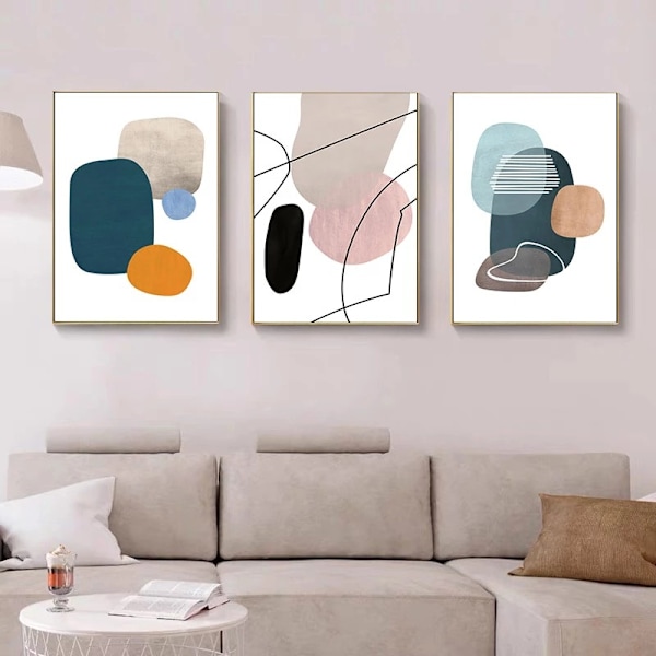 Vægkunst 3 dele indrammede dekorative malerier Abstrakt enkel eller