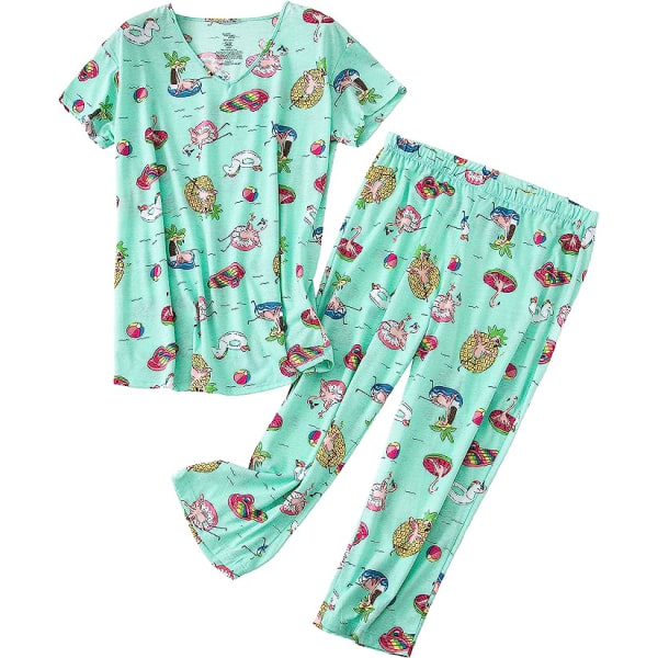 Sarjakuvapainatuksella varustetut plus-koon pyjama, kaksiosainen kotiasu, korealainen