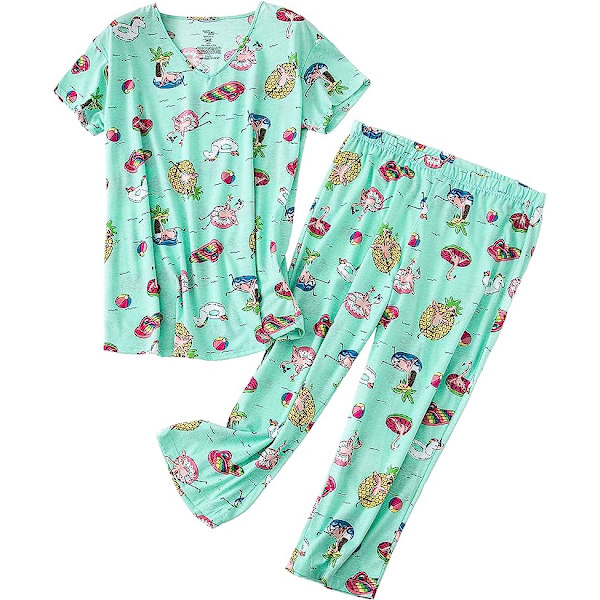 Tegneserie trykte pyjamas plus size todelt hjemmetøj koreansk
