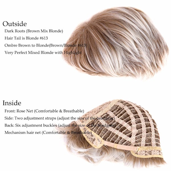 Kort blond lagdelt parykk for hvite kvinner syntetisk hår for Blac