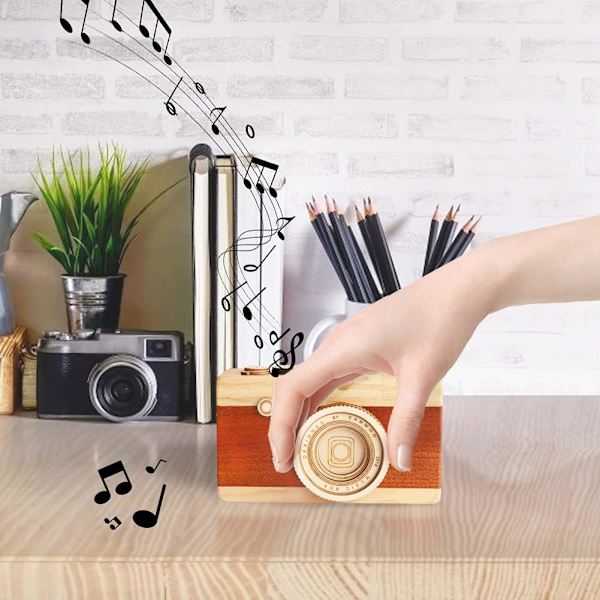 Træ Retro Kamera Musikæske til Fødselsdag, Jul, Valentinsdag
