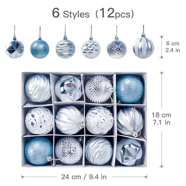 12 stk julekulepynt i plast som ikke knuser - julepynt til juletreet