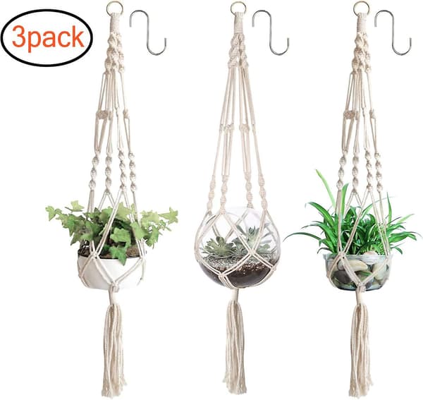 3 st Macrame växt hängare för utomhus inomhus väggkonst