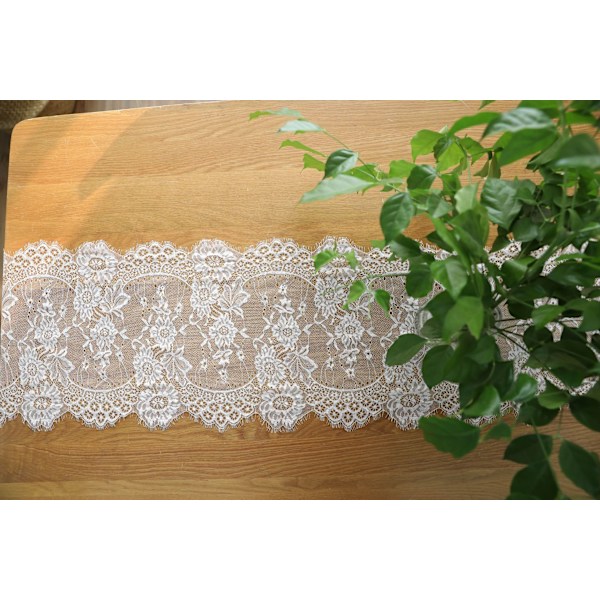 Vit spetsduk 35*300cm broderad spets rustik bröllop d