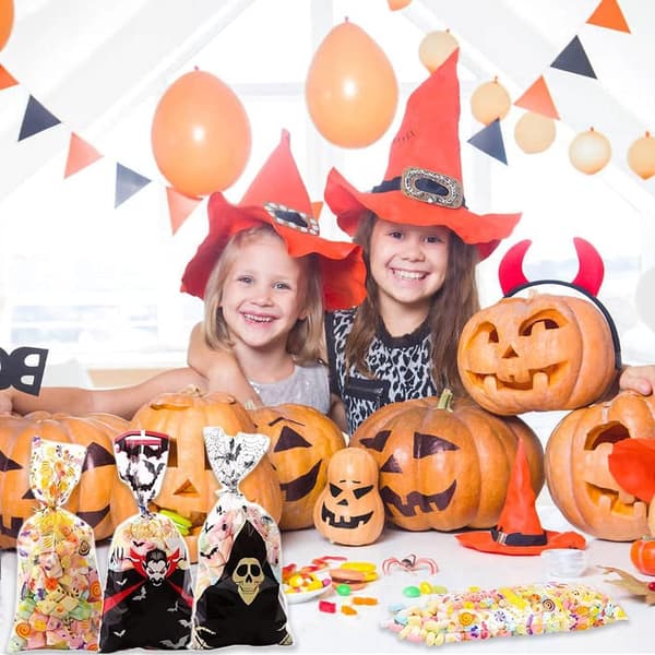 Halloween-karkkipussit, 150 läpinäkyvää karkkipussia