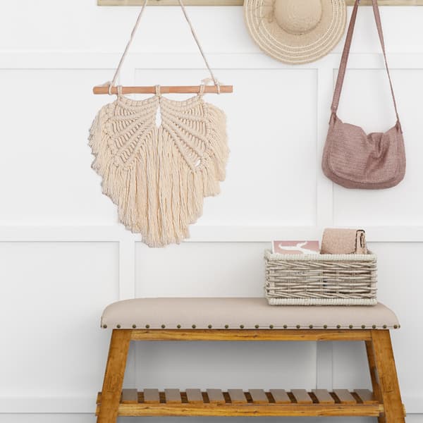 Beige Macrame käsintehty enkelinsiipi seinävaate Boho Chic seinävaate