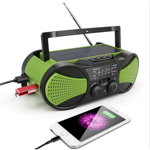 2000mAh Nödväderradio - Bärbar, Sol- eller Batteridriven