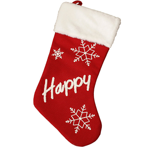 Sett med 1 Happy Christmas-strømper, 18 tommer store plysj-julestrømper