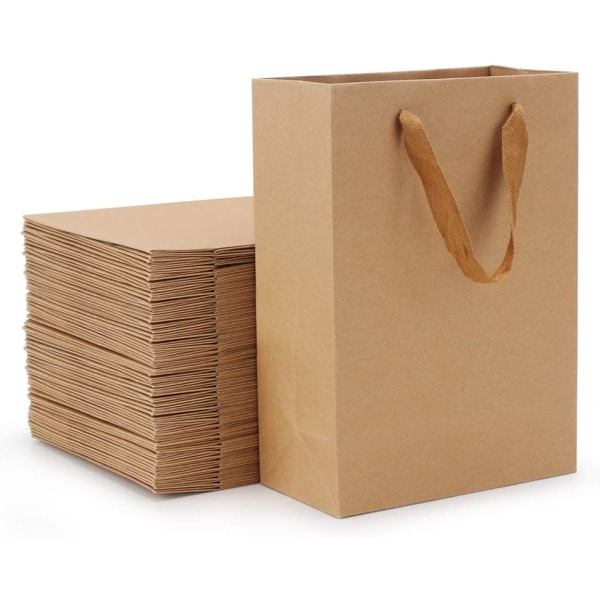 Kraftpåsar med handtag, 30 st 5,9\" x 2,3\" x 7,8\" Små Bulk Pap