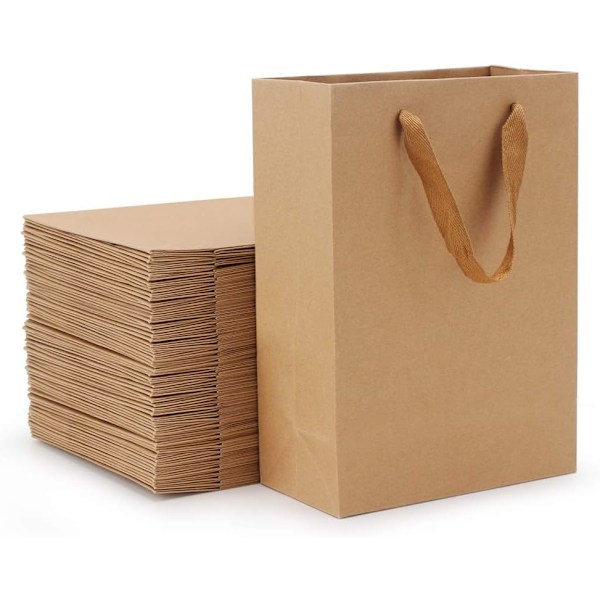 Kraftposer med håndtag, 30 stk. 5,9\" x 2,3\" x 7,8\" Små bulk Pap
