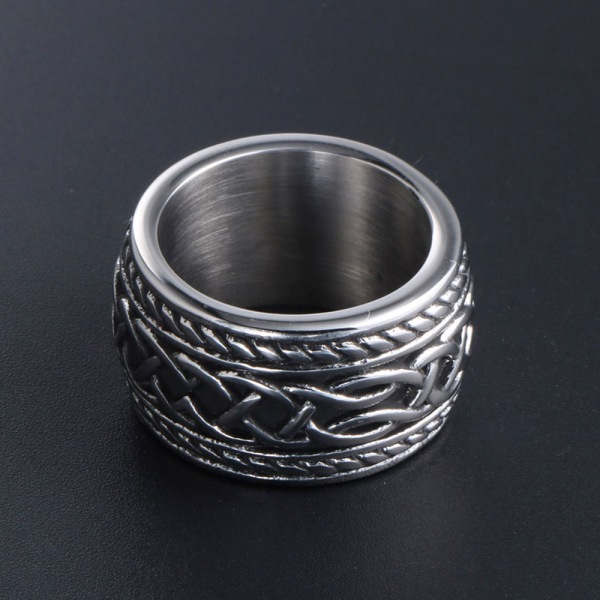 Vintage rostfritt stål keltiska bröllopsringar för män, bred ring