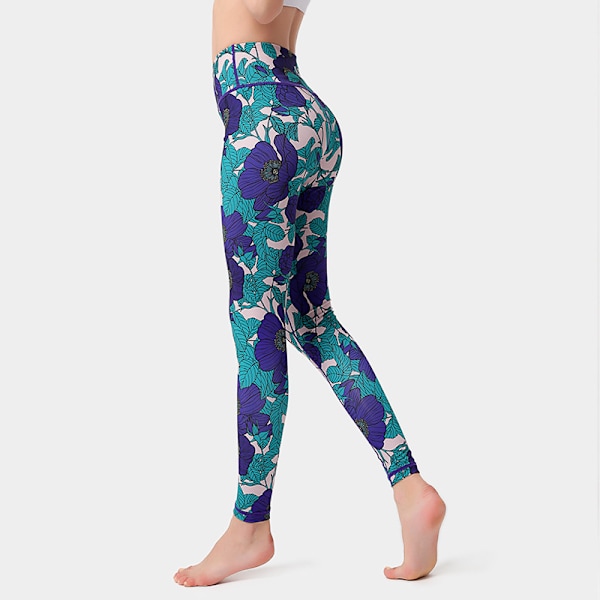 Dam High Waist Skinny Tryckta Sport Fitness Yoga Byxor-HK285 M