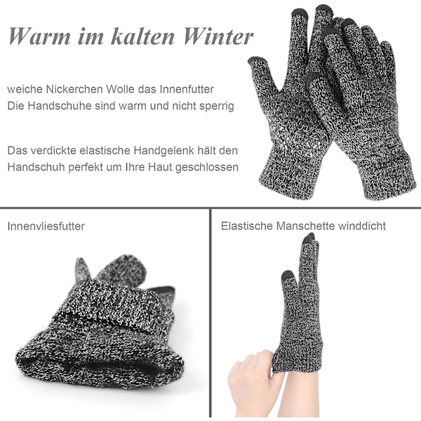 Handsker Mænd Kvinder Vinterhandsker Touchscreen Handsker Varme Handsker K