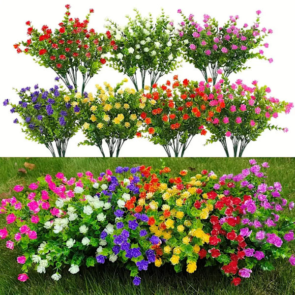 12 st Kvistar Simulerade Utomhusväxter Konstgjorda Blommor - Rosa