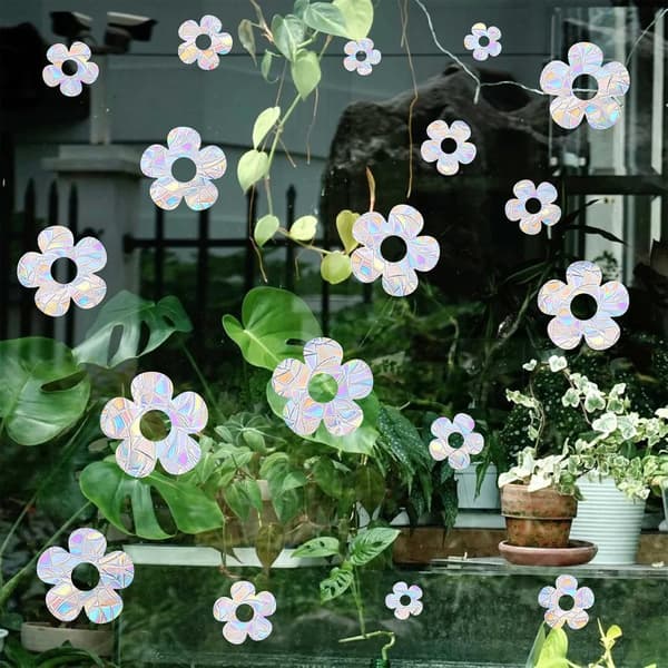 Små blomfönsterdekaler Blomfönsterdekaler Statisk klammer Win