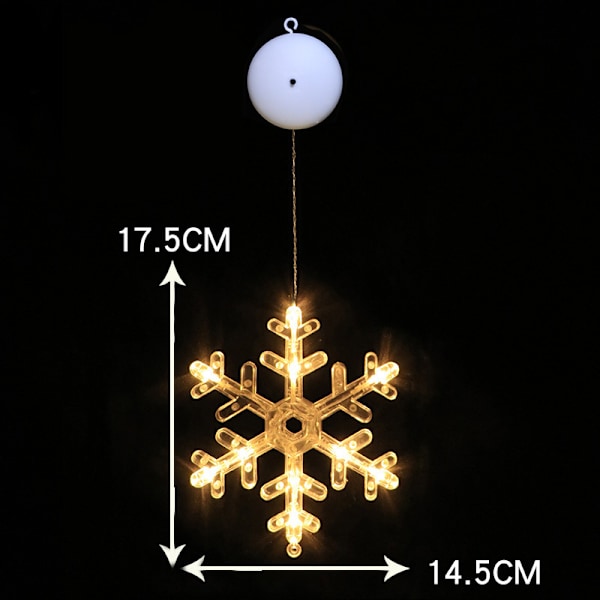2 st juldekorationer för fönster, varmvitt julgran snöflingor klocka hängande LED-suglampa batteridriven