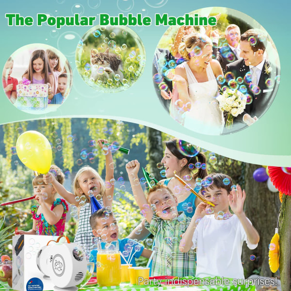 Vit 1-delad bubbelmaskin, automatisk uppladdningsbar bubbelmaskin