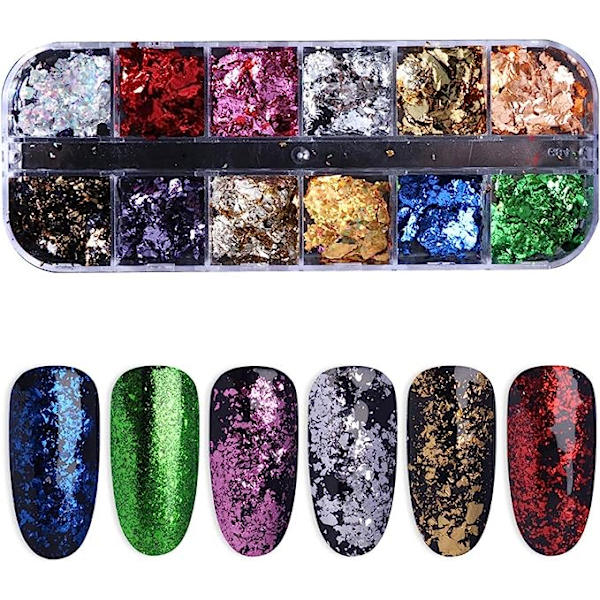 Professionell nageldekoration 12 rutnät nagelpaljetter