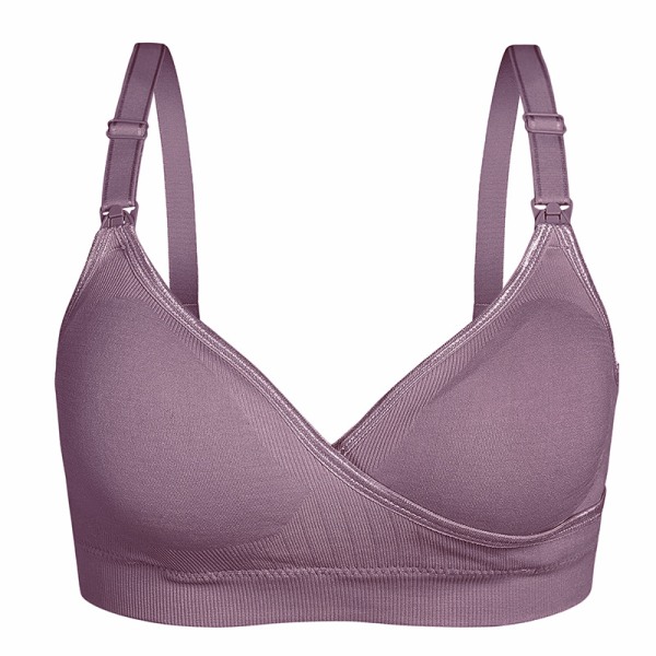 Pregnant women's front open button nursing bra - Purple