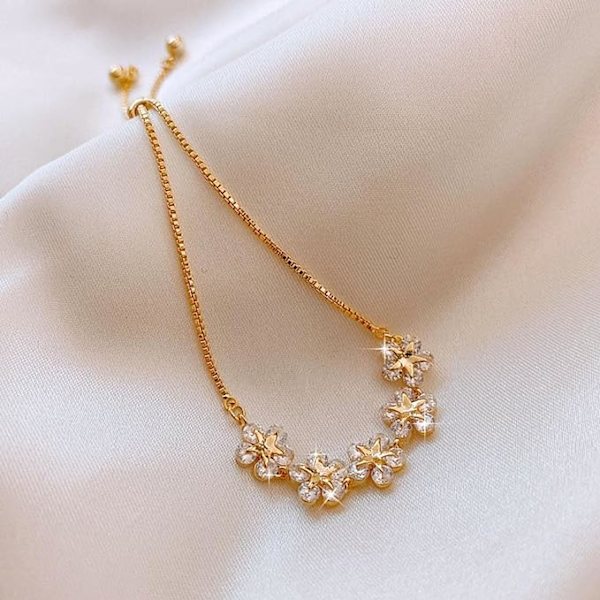 Dammodearmband Mikro Set Hantverk Full Diamant Kronblad Brac