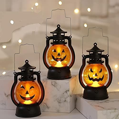3 stk. Mini Halloween græskarlys lanterne LED græskarlys f