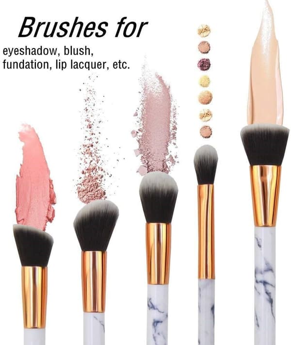 10 Makeup Borstar Marmor Professionell Makeup Borste Set Companion