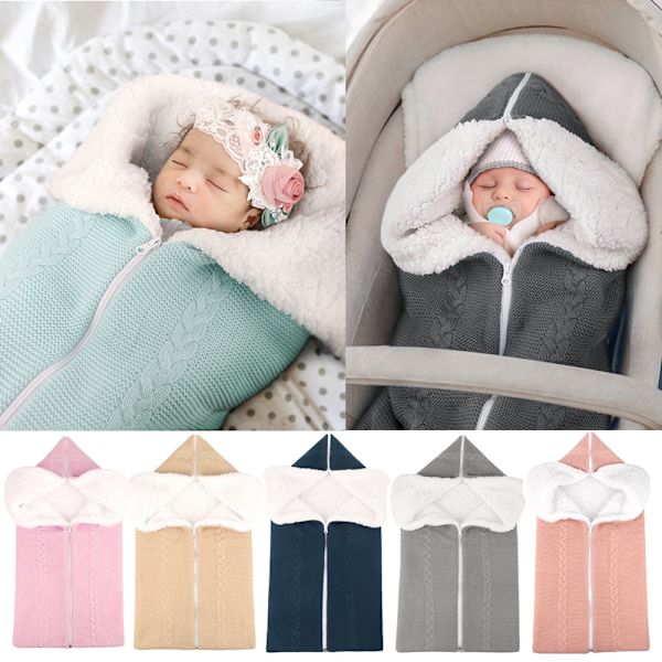 70*35cm Udendørs Baby Barnevogn Sovepose Tæppe Uld Strik Thi