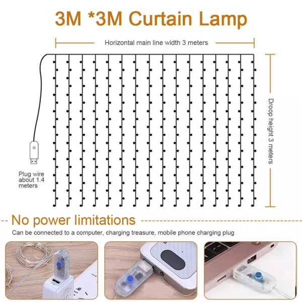 USD LED-verhovaloverho Festoon LED-valosarja Jouluvalosarja