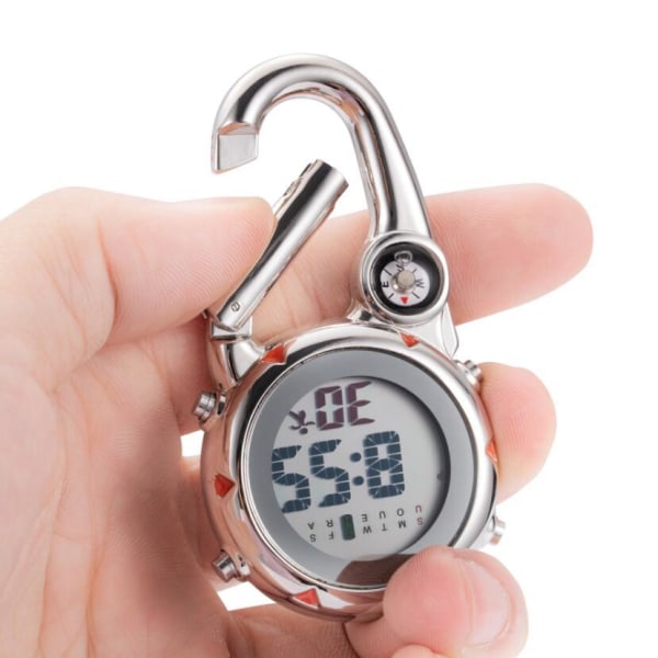 Clip-on Digital Carabiner Watch Multifunction Luminous Dial Comp