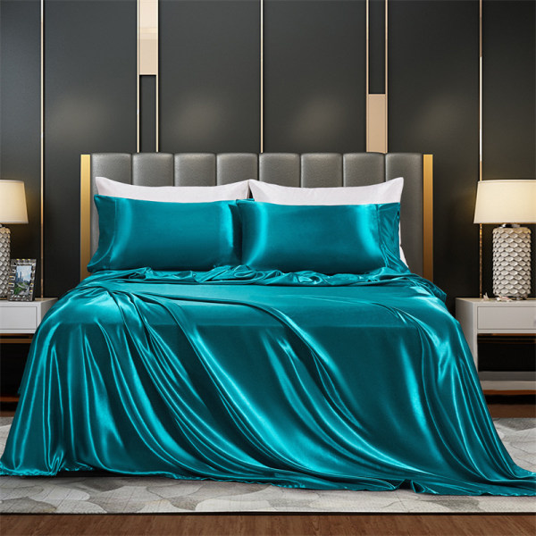 Enfärgad imitationssilke satin fyrapiece set sängkläder pillowca