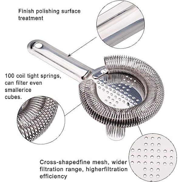 Rustfrit Bar Strainer Rustfrit Cocktail Strainer i Rustfrit Stål 10