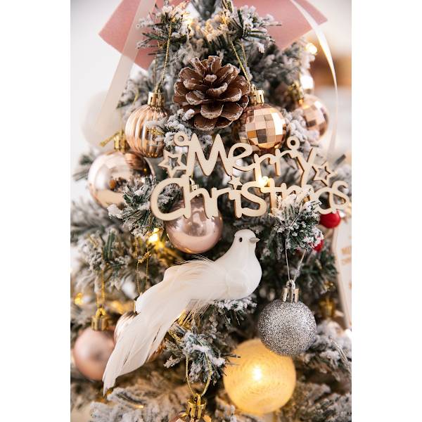 45cm Bordssmycke Julgran, Konstgjord Mini Julgran med LED-lampor och Julgranspynt (rosa)