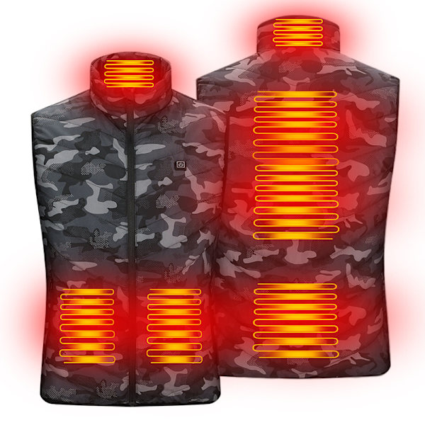 Oppgradert oppvarmet vest for kvinner og menn, oppladbar smart elektrisk oppvarmet vest