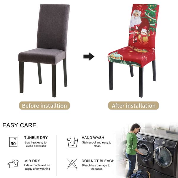 Universal Stretch Jule Stolstoltrekk Sett med 6 Flyttbare Chai