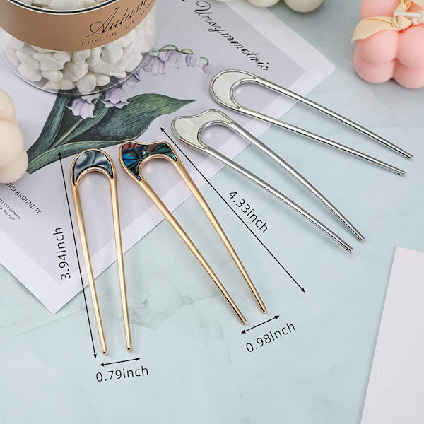 Minimalistiska hårnålar för kvinnor japanska flicka legering metall hårverktyg bulle maker conch shell hårpinnar huvudbonad håraccessoarer, 4-delad uppsättning